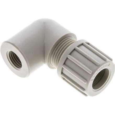 14x12mm & G1/4'' PP L-Vorm Knelfitting Binnendraad 10bar