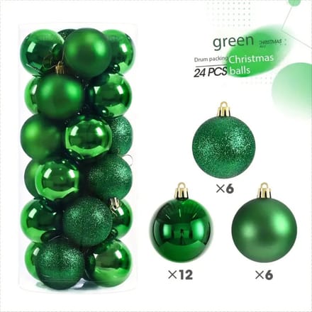 Nivard Kerstballen - Kerstversiering - Plastic - Kerstballenset - Groen - 24 stuks