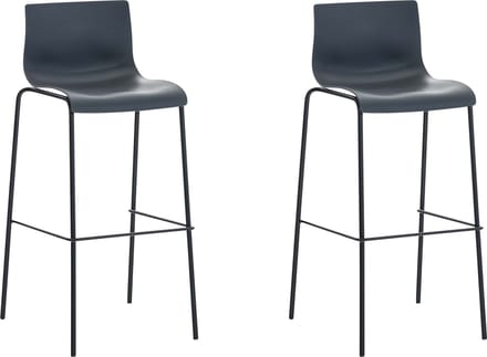 CLP Hover Set van 2 barkrukken - Kunststof grijs zwart