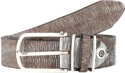 b.belt Leren Riem Cuno Silver Vollledergürtel W100 Anthracite Grey - Silver Metallic Zilverkleurig
