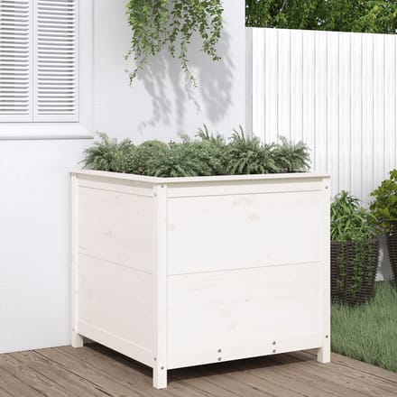 vidaXL - Plantenbak - 82,5x82,5x78 - cm - massief - grenenhout - wit