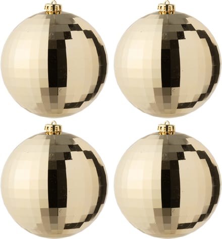 J-Line kerstbal Disco - kunststof - goud - doos van 4