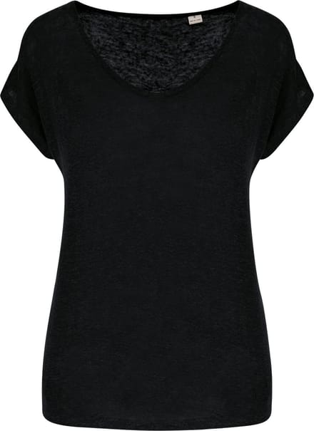 Spasso Linnen dames-t-shirt V-hals SP321 - Black - M