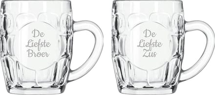 Gegraveerde Bierpul 55cl De Liefste Broer-De Liefste Zus