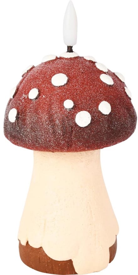 Dekoratief | Kaars 'Mushroom', rood/wit, LED, 12cm | A255935