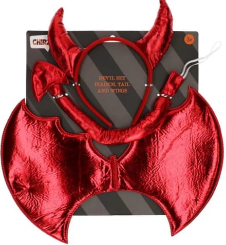 Duivel Set Halloween - 3-delig Rood - Kinderen en Volwassenen