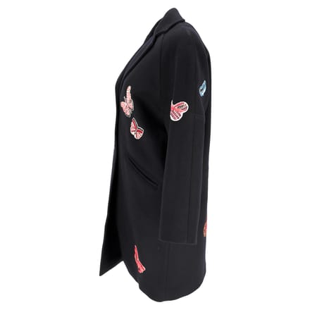 Valentino Vlinderapplicatie Mantel in Zwart Wol