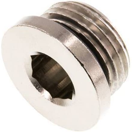 G 1/2'' Vernikkeld Messing Plug met binnenzeskant en NBR Afdichting 16 Bar [5 Stuks]