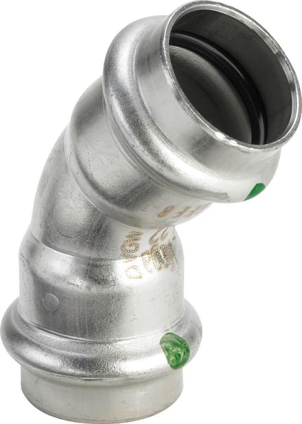 Viega Sanpress Inox bend 45° 42 Stainless steel/bright 435363