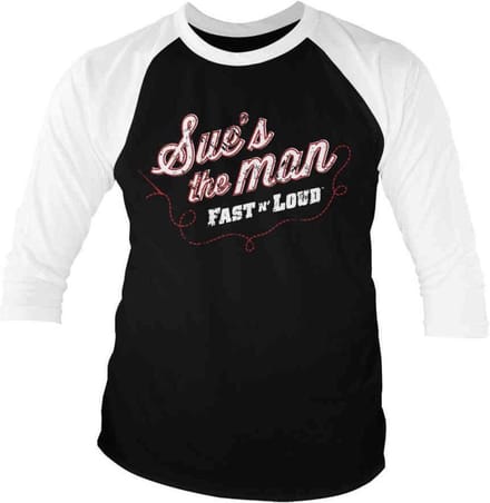 Fast N' Loud Raglan top -S- Sue's The Man Zwart/Wit
