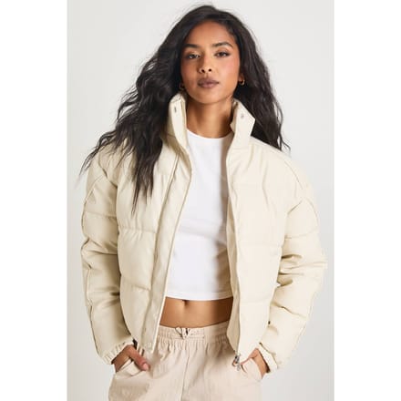 boohoo Dames Puffer Jas met Trechter Hals | Cream | Maat: 16