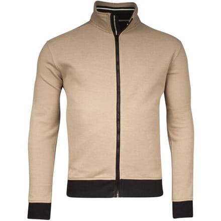 Baileys Vest Sweat Cardigan Zip Two-Tone Oxford Doubleface Jacquard Interlock Deep Sand / male
