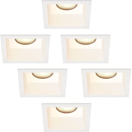 Ledvion – 6x LED Inbouwspot Vierkant 85x85mm – Wit – Dimbaar – GU10 – 2700K – 3W – IP20