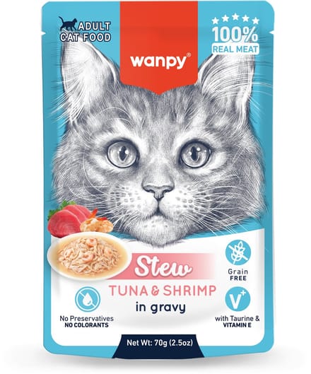 Wanpy - Stoofpot Tonijn & Garnaal - Kattenvoer - Natvoer - 10 stuks van 70gram