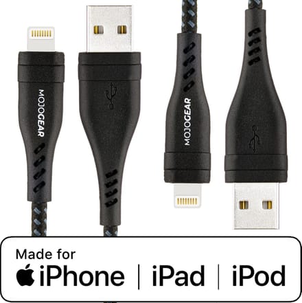2x MOJOGEAR Lightning naar USB kabel Extra Sterk – Voor iPhone X,11,12,13,14 — Kabels 1,5 meter [DUOPACK] - Donkergrijs