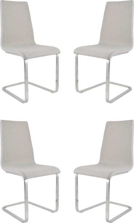Tommychairs Berlin - Eetkamerstoelen - Set van 4 - Chroom & Licht Grijs - Stof