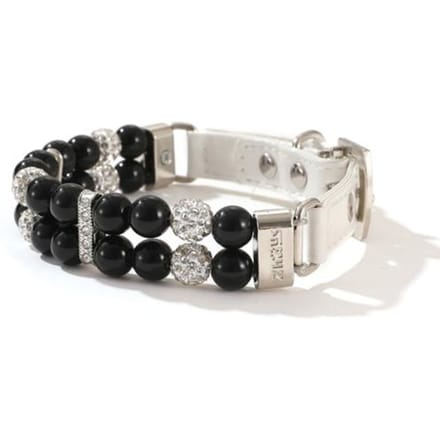 Collier pour chien, pratique, Compact, convivial, à la mode, petit collier de perles pour l'extérieur S blanc noir