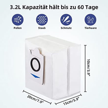 8 Stuks Stofzakken Accessoireset voor Robotstofzuigers - 3,2 L Capaciteit