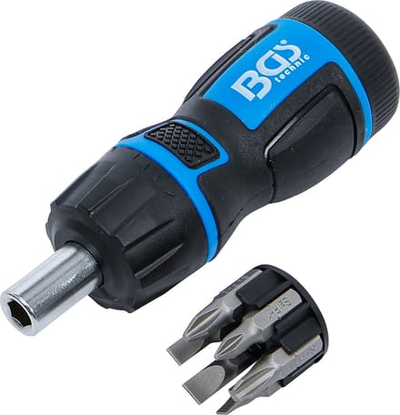 BGS Mini-schroevendraaier-bitset - met draaigreep en ratelfunctie, omschakelbaar - 7 delig