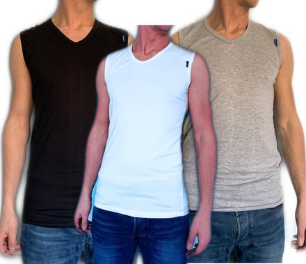Embrator 3-pack mannen Tank-Top V-hals wit/zwart/grijs maat M