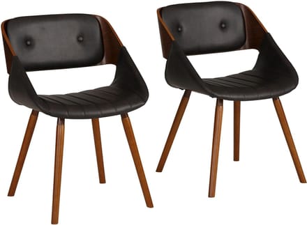 Langley-Eetkamerstoel - 2 Pack - Zwart PU