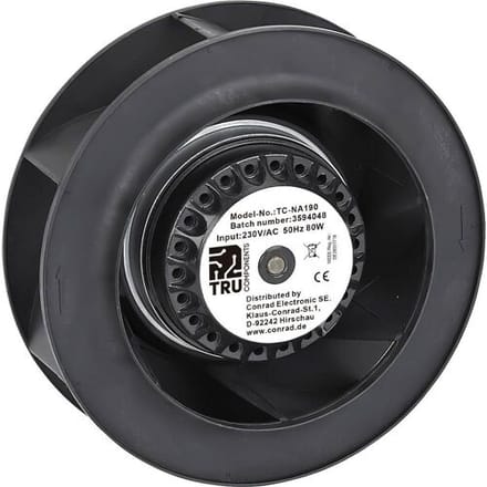 TRU COMPONENTS TC-NA190 Radiaalventilator 230 V/AC 570 m³/h (Ø x h) 190 mm x 68.5 mm