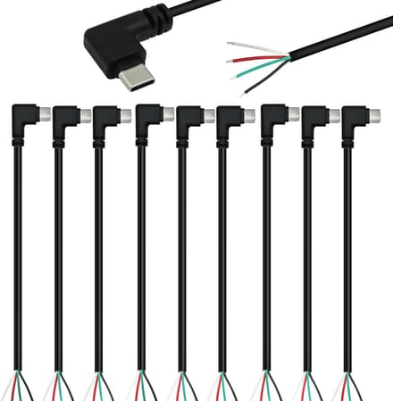 Dailygoods - 10 Stuks USB C Plug Kabel 90° Hoek 28 AWG voor USB-C Apparaten