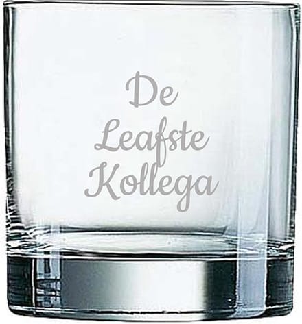 Gegraveerde Whiskeyglas 38cl De Leafste Kollega