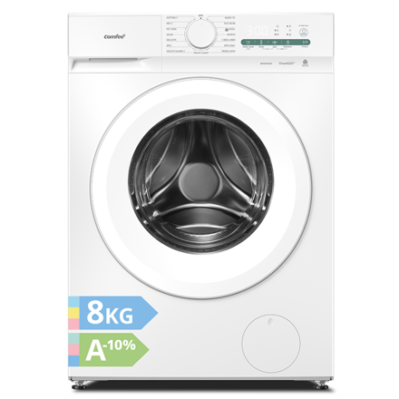 Comfee' CF08EWP05W voorladerwasmachine 8 kg, wasmachine met dierenhaarprogramma en stoomfunctie, 16 programma's, energie-efficiëntieklasse A-10%,