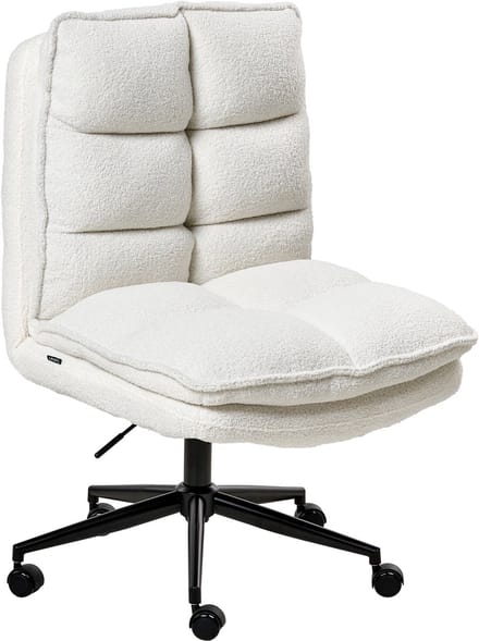 ADDISON - Bureaustoel - Wit - Bouclé