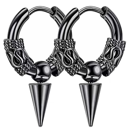 Fako Bijoux® - Punk Gothic Oorringen Vintage - RVS - Spike - 16mm - Zwart
