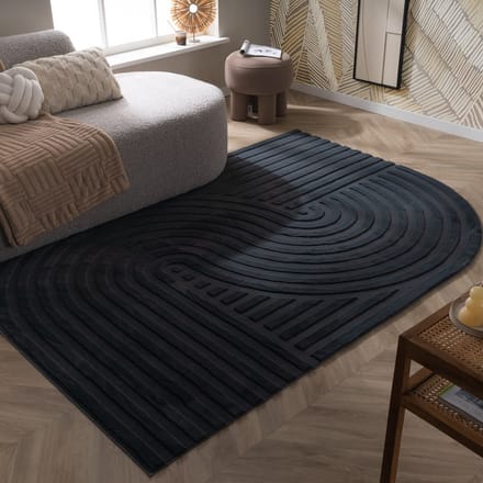 FRAAI Organisch Vloerkleed - Flowy Wavy Antraciet | Wasbaar - 200x290cm