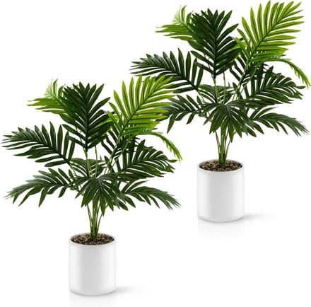 Set 2 Areca Kunstpalm 60 cm in Witte Keramische Potten
