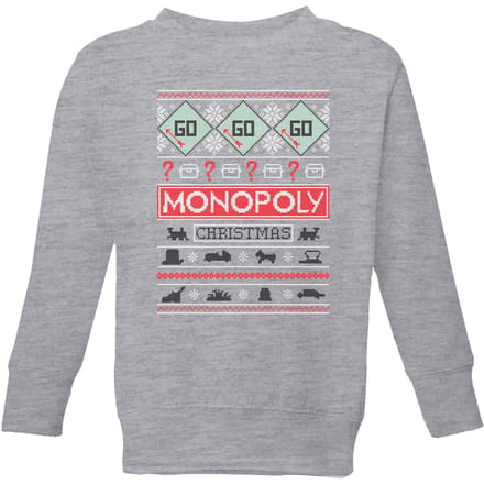 Monopoly Kids' Christmas Sweatshirt - Grey - 146/152 (11-12 jaar) - Grijs