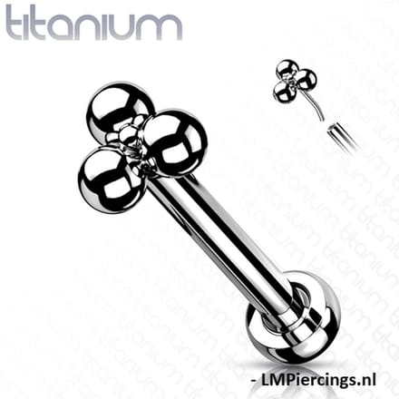 Piercing titanium triangular push in 0.8x8x3 - zilver - LMPiercings