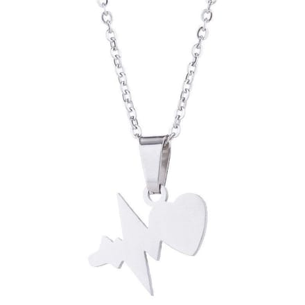 24/7 Jewelry Collection Hartslag Hart Ketting - Zilverkleurig