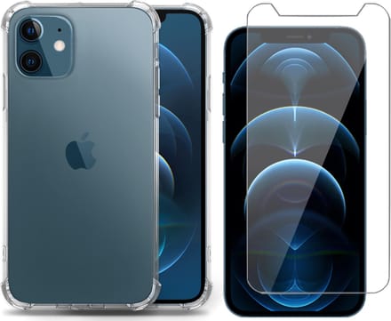 Shockline Hoesje geschikt voor iPhone 12 Mini + Screenprotector Glas Tempered Glass Screen Protector