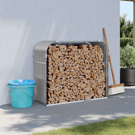 vidaXL - Haardhoutopslag - 120x45x100 - cm - gegalvaniseerd - staal - lichtgrijs