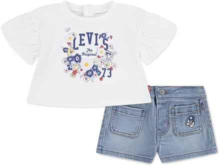 Levi´s ® Kids 1em144 Korte Mouw Set Wit,Blauw 6 Months Kinderen