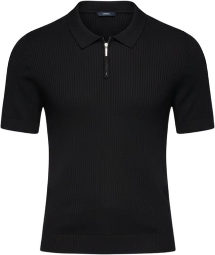 OMBRE Polo - Slim Fit - Viscose - Korte Mouw Zwart M