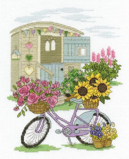Flowery Bicycle Aida telpakket - DMC