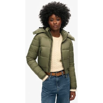 Superdry Korte Fuji jas met Capuchon Groen Grootte: 36