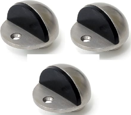Dulimex Deurstopper/deurbuffer - 3x - D45mm - inclusief schroeven - RVS - zilver - inliggende vloermontage