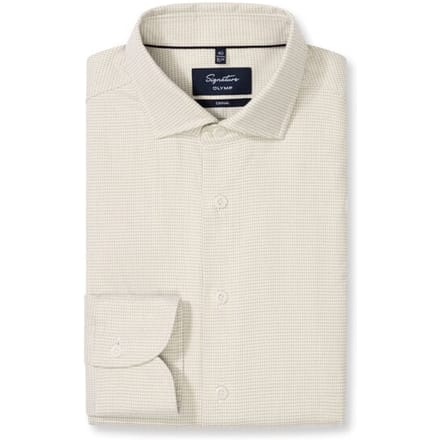 OLYMP Signature Casual Overhemd, Tailored Fit, Kent, Lichtbeige