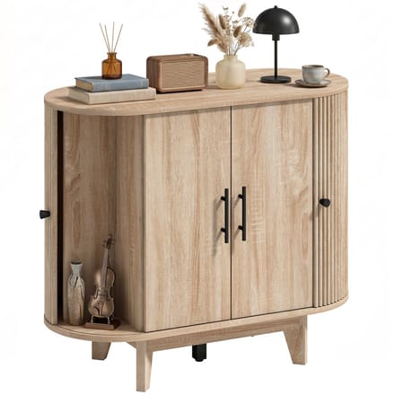 HOMCOM Dressoir - MDF, Staal - 90 x 40 x 76 cm - Eikenhout
