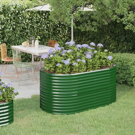 vidaXL - Plantenbak - 152x80x68 - cm - gegalvaniseerd - staal - groen