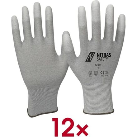 Nitras Handschoenen grijs / wit mt. 9 - 6230T-9