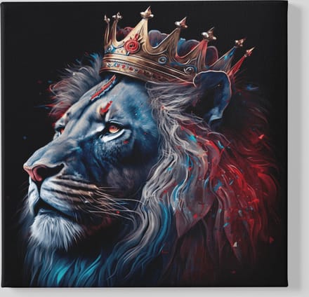 Canvas Schilderij - Dieren - Leeuw - Leeuwenkoning - 60x60x2 cm