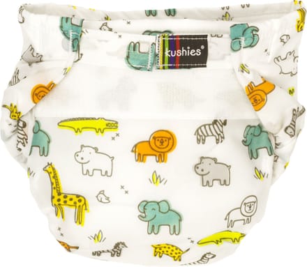 Kushies - Luier - Wasbare luiers - All-in-one - Wit / Safari - 4 t/m 10 kg