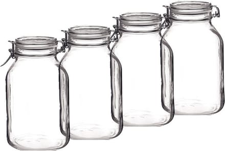 Bormioli Rocco Voorraad/weckpot - Set van 4x stuks - glas - transparant - 24 x 14 cm - 3 L